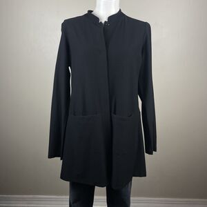 Eileen Fisher Size S Black  Minimalist Classic  Viscose Blend Blazer Jacket